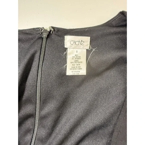 Cache Black Buckle Detail Cap Sleeve Womens Stretch Dress Small - Picture 8 of 8